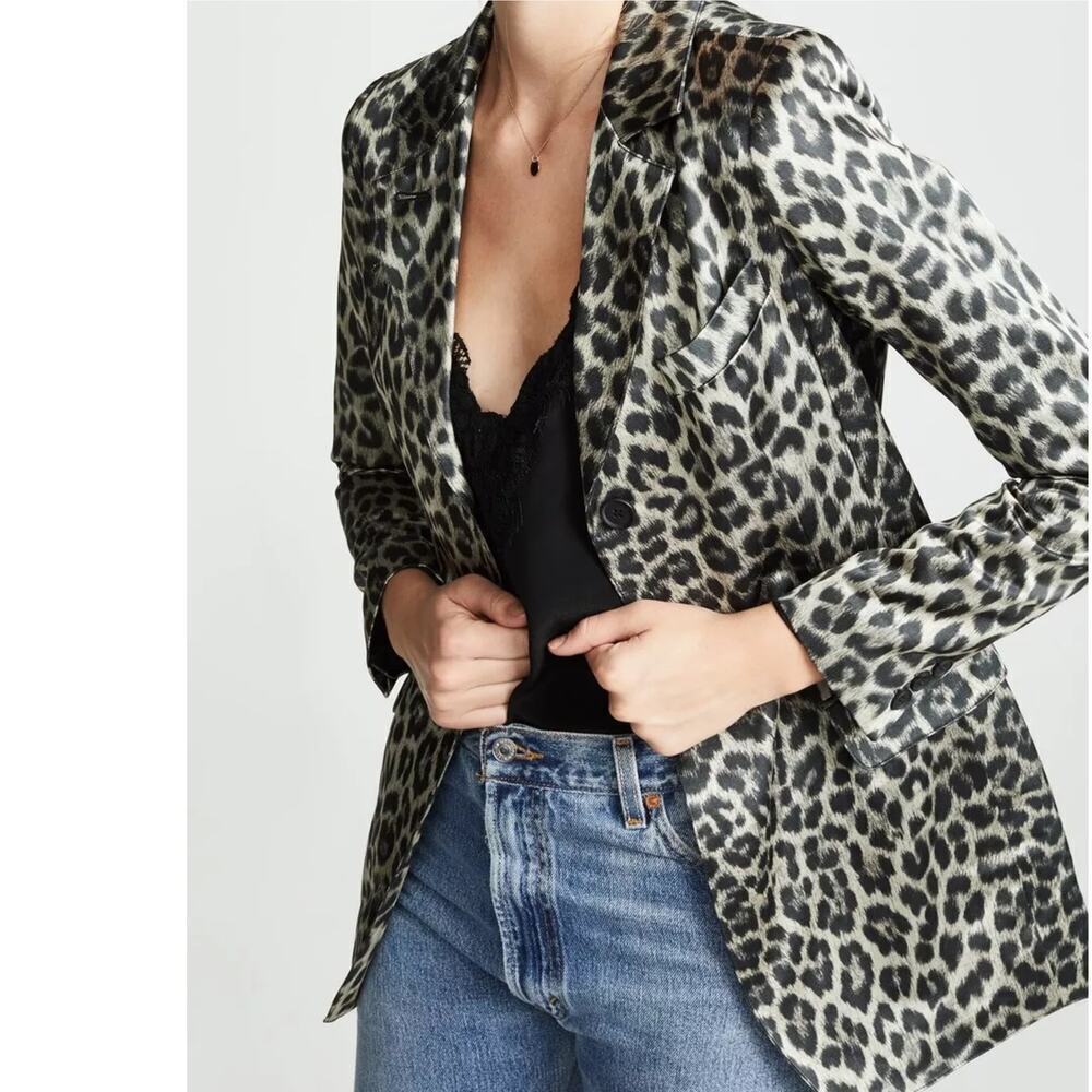 Smythe Original Boyfriend Blazer In Classic Grey Leopard Size 4 - Picture 7 of 11
